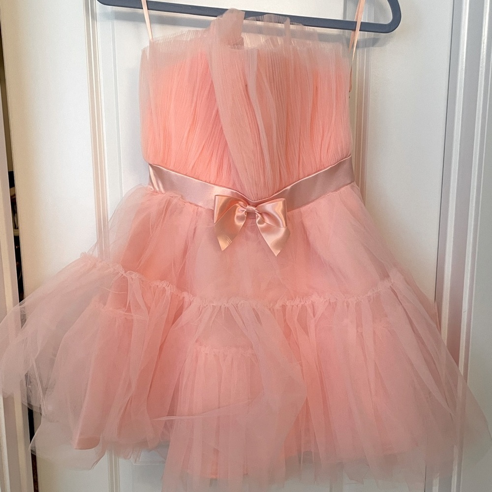 Bow front layered tube tulle dress
